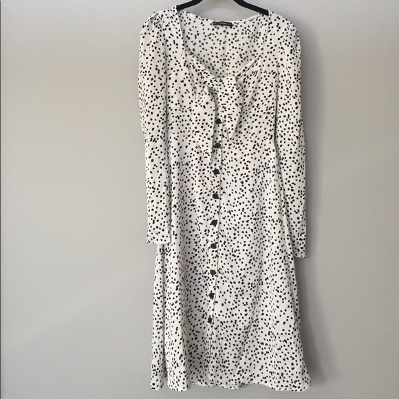 Shein Black + White Polka Dot Midi Dress - Picture 7 of 13